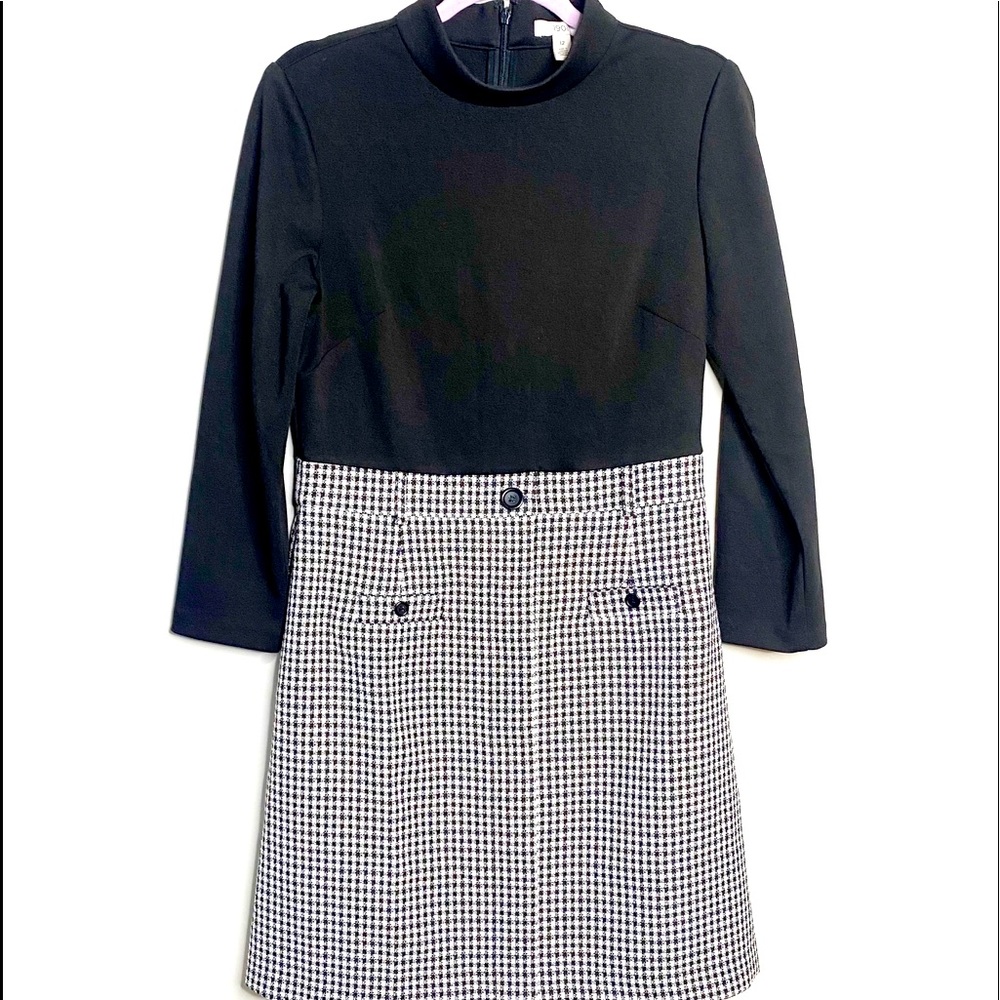 1901 Dress with plaid bottom and mock neck top, Size 12.